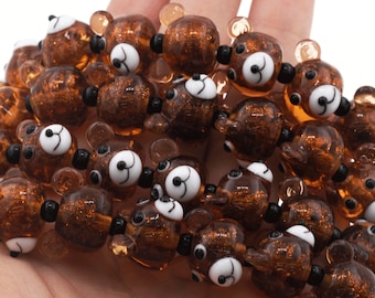 10PCS, bear spacer beads, bear spacer beads, animal beads, glass lampwork beads, bracelet beads, DIY jewelry making, 18x13x16mm