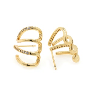 Multi Earrings,18K Gold Filled Pierced Earrings,Micro Pavé Earrings CZ Fashion Earrings,Minimalist Earrings,DIY Jewelry Accessories19x13x2mm