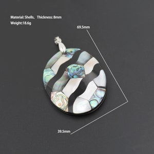 Abalone shell splicing white shell pendant, abalone shell pendant, mother of pearl abalone inlay shell necklace, DIY shell 69.5x39.5x8mm