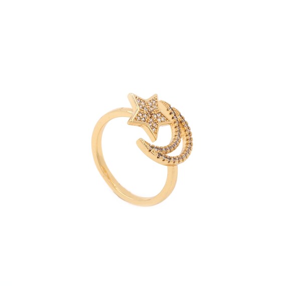 Moon and Star Rings Premium Stones Moon and Star Rings Premium Stones