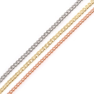 1 m, 18K gold filled klassische Kette, Jane Schlüsselbein Kette, Messing Kette, halb fertige Kette Halskette, DIY Armband Halskettenzubehör, 3mm