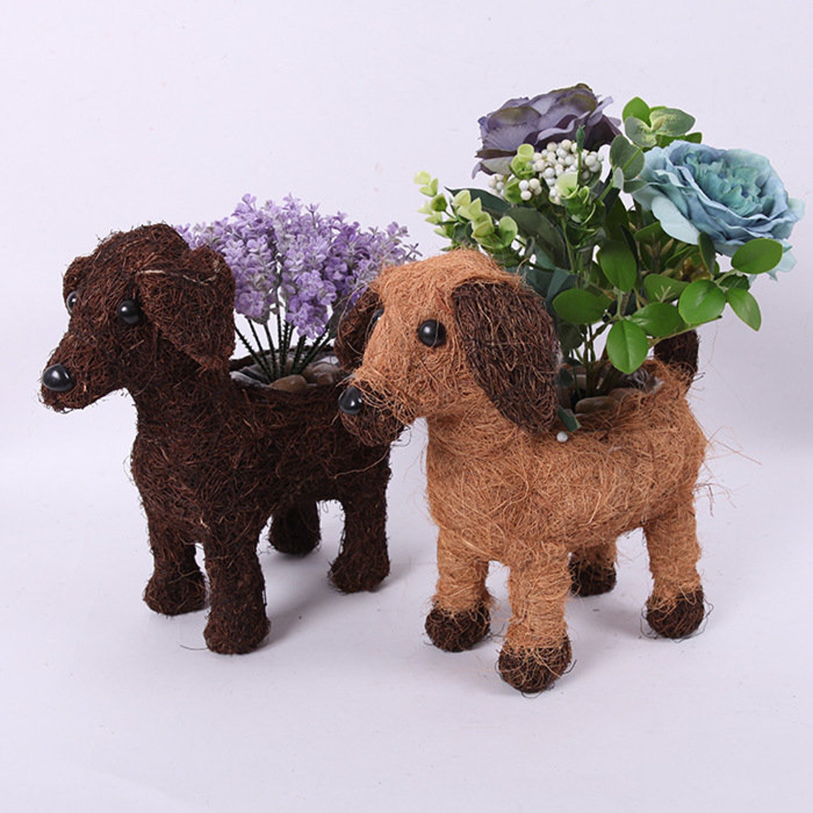 Handmade Dog Flower Pots Coconut Silk Flower Pots Garden Etsy