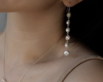 Dangling Freshwater Pearl Bridal Earrings | Baroque Pearl Dangle Earrings | Long Pearl Earrings | Bridal Party | Bridesmaids Gift