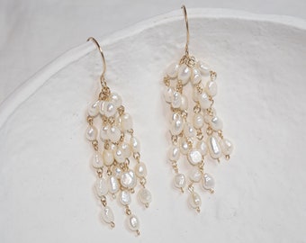 Dangling Freshwater Pearl Tassel Earrings | Pearl Earrings | Pearl Tassel Earrings | Cute Pearl Earrings | Tassel Earrings | Pearl Gift