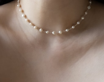 Freshwater Pearl Choker Necklace | Choker Necklace | Pearl Necklace | Pearl Choker | Pearl Drop Necklace | Bridal Party Gift | Rosary Chain
