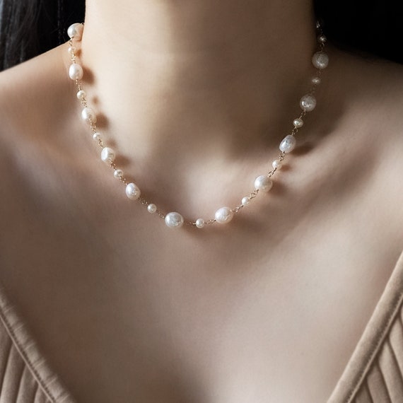 Baroque pearl choker necklace best sale