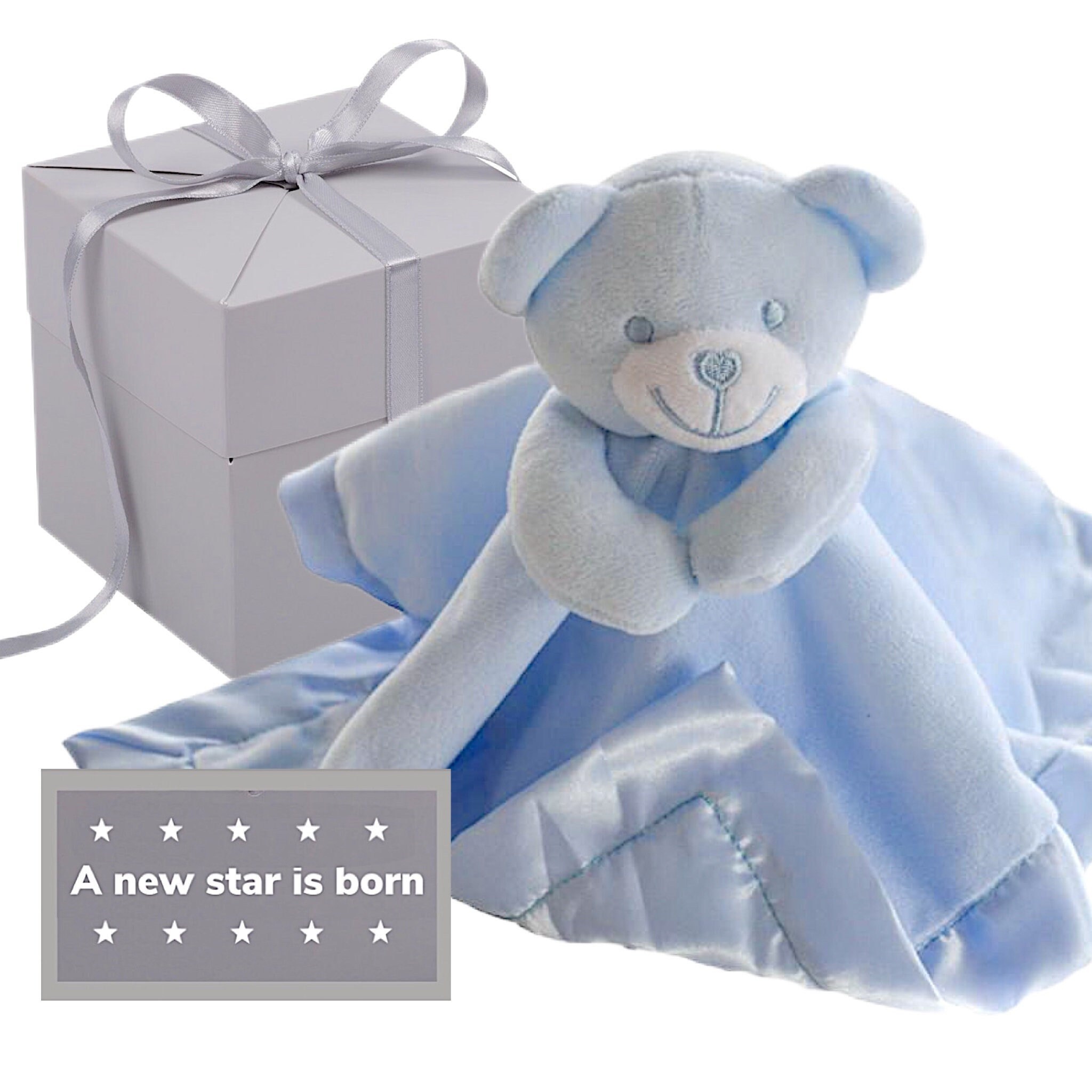 A new star is born baby bear comforter in gift box, newborn baby gift, baby shower gifts for mum to be, pregnancy gift, boys girls unisex