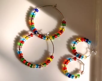 beaded hoops earrings; life of the party; chunky neon