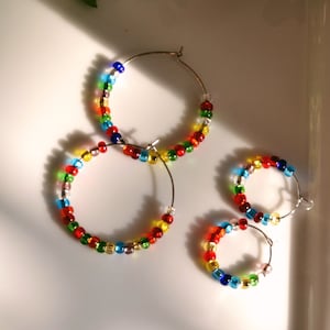 beaded hoops earrings; life of the party; chunky neon