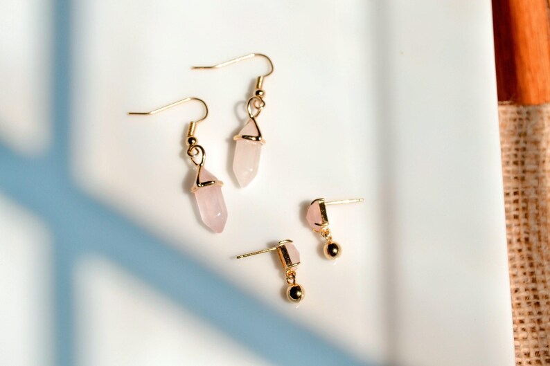 14k Gold Stone Jewelry: Labradorite, Rose Quartz & Blue Montana image 4