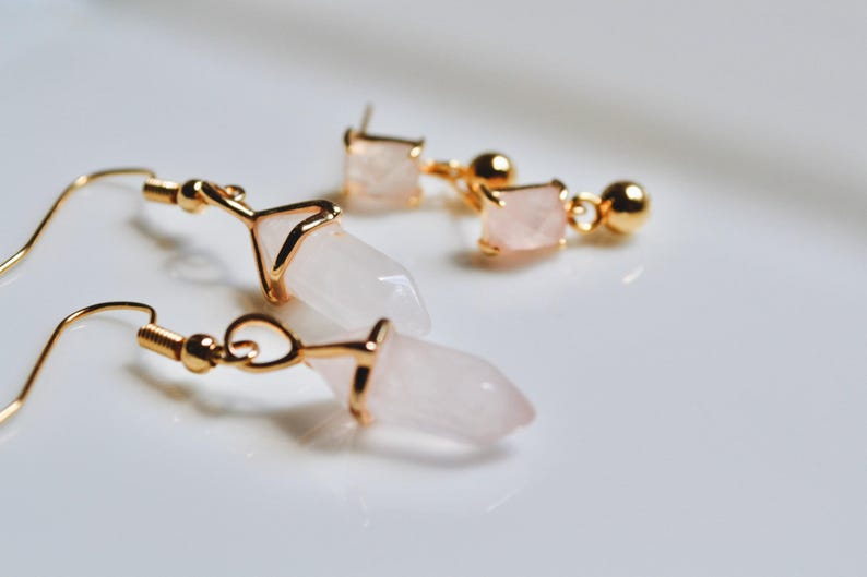 14k Gold Stone Jewelry: Labradorite, Rose Quartz & Blue Montana image 5