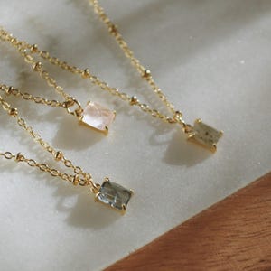 14k Gold Stone Jewelry: Labradorite, Rose Quartz & Blue Montana image 7