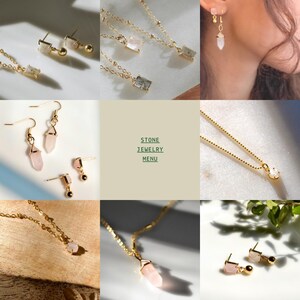 14k Gold Stone Jewelry: Labradorite, Rose Quartz & Blue Montana image 3