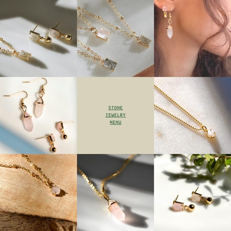 14k Gold Stone Jewelry: Labradorite, Rose Quartz & Blue Montana image 3