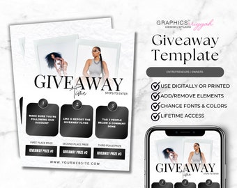 Giveaway Flyer, DIY Flyer Template Design, Gewinnspiel Flyer, Tombola Ticket Event Flyer, vorgefertigte Social Media Post