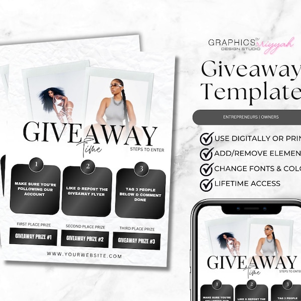 Giveaway Flyer, DIY Flyer Template Design, Gewinnspiel Flyer, Tombola Ticket Event Flyer, vorgefertigte Social Media Post