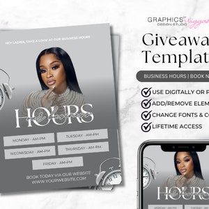 Editable Personalized Business Hours | DIY Canva Template For Your Business Open or Closed Hours Instagram Post Social Media Instant Access