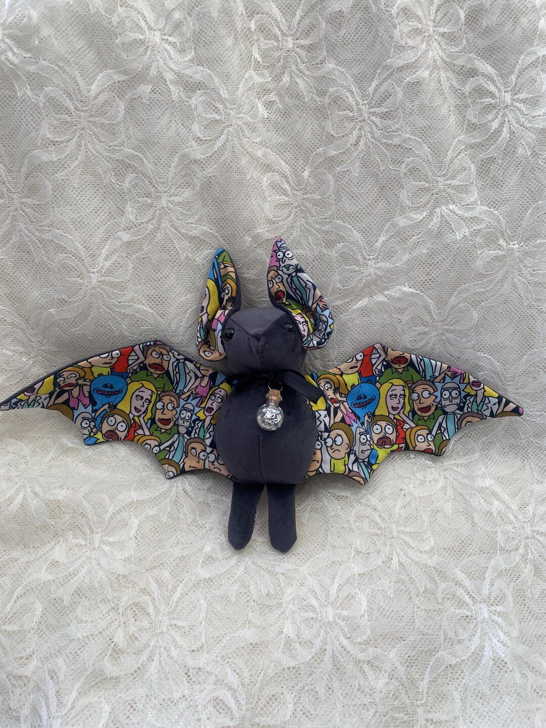 Rick & Morty Bat Grey - Adopt-a-bat Plush Bat - Handmade Plush Bat ...