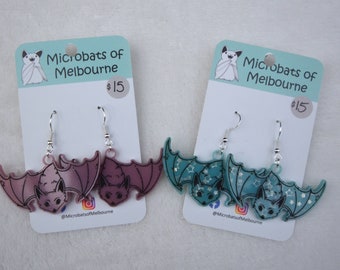 GLOW-in-the-DARK Bat Earrings - hand made bat earrings