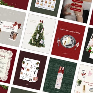 Plantillas navideñas para esteticistas y profesionales de la belleza / Publicaciones editables en Canva