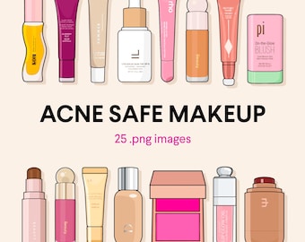Acne-Safe Makeup Clipart PNGs | Esthetician Graphics (Digital Download)