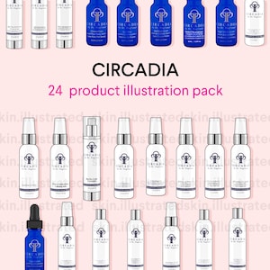 Paquete de ilustraciones de productos Circadia: productos para el cuidado de la piel, esteticista, de Skin.Illustrated