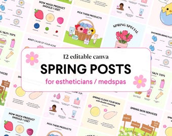 SPRING Esthetician Post Graphics Template | canva, social media, ready-to-post, skincare, beauty, medspa, quick download