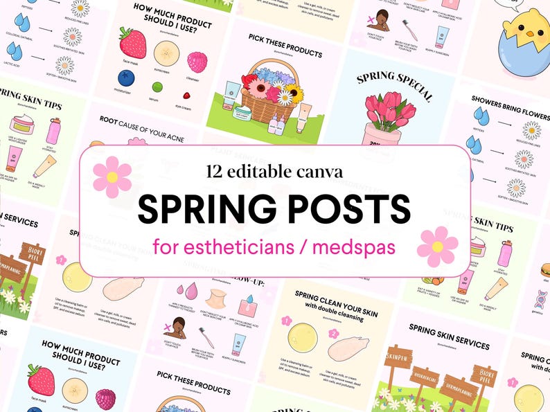 SPRING Esthetician Post Graphics Template | Canva, Social Media, Ready ...