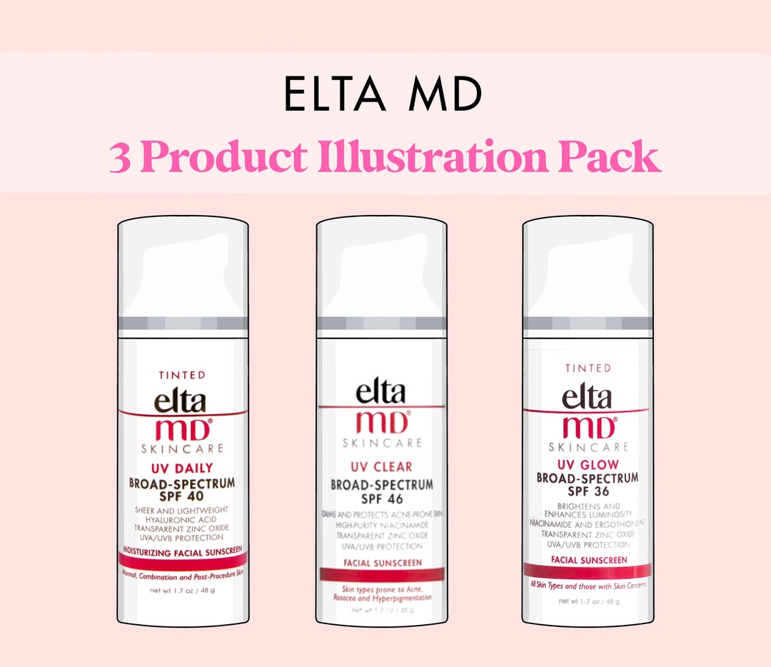 Elta MD Sunscreen Product Illustration Pack for Estheticians Etsy