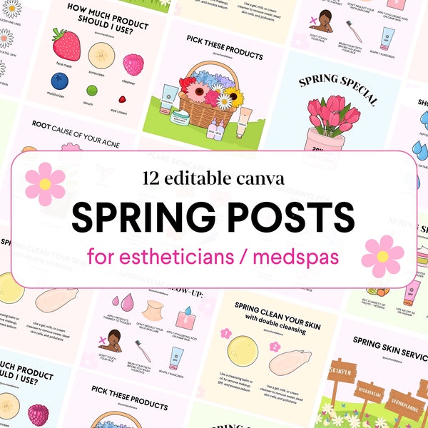 Spring Esthetician Medspa Canva Post Templates | by skin.illustrated