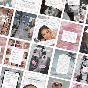 Schönheit Scrapbook Instagram Vorlagen | Wimpern, Stirn & Kosmetikerin (Canva Editable)