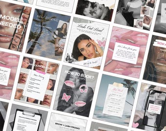 Beauty Scrapbook Instagram Templates | Lash, Brow & Esthetician (Canva Editable)