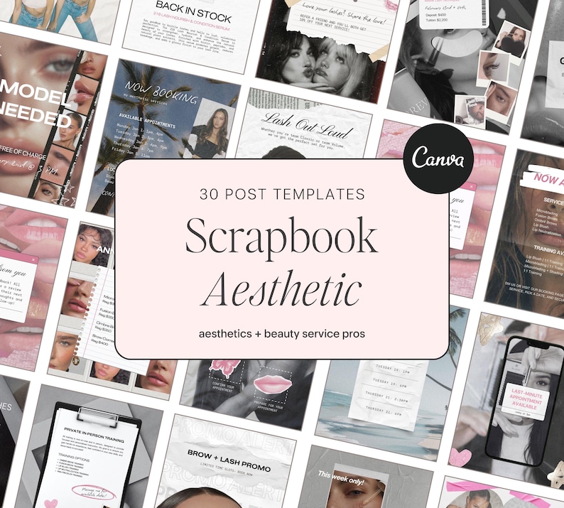 Beauty Scrapbook Instagram Templates | Lash, Brow & Esthetician (Canva Editable) image 2