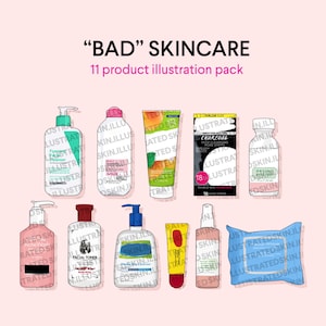 Bad Skincare Product Illustration Pack by Skin.Illustrated