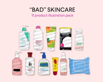 Bad Skincare Product Illustration Pack by Skin.Illustrated