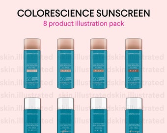 Colorescience zonnebrandcrème huidverzorging illustratiepakket | DIGITALE DOWNLOAD