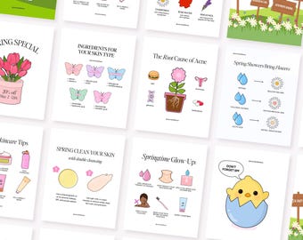 SPRING Esthetician Post Graphics Template | canva, social media, ready-to-post, skincare, beauty, medspa, quick download