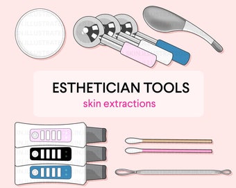 ESTHETICIAN Tools for Extractions Illustration Pack