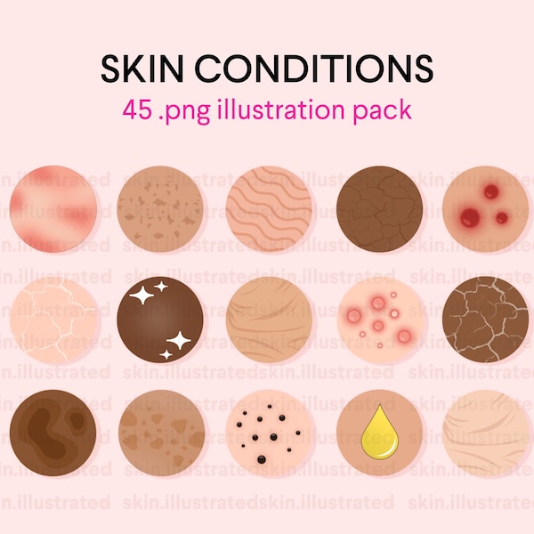 Pack d'icônes de texture de peau | Graphismes d'illustration d'esthéticienne par Skin.Illustrated