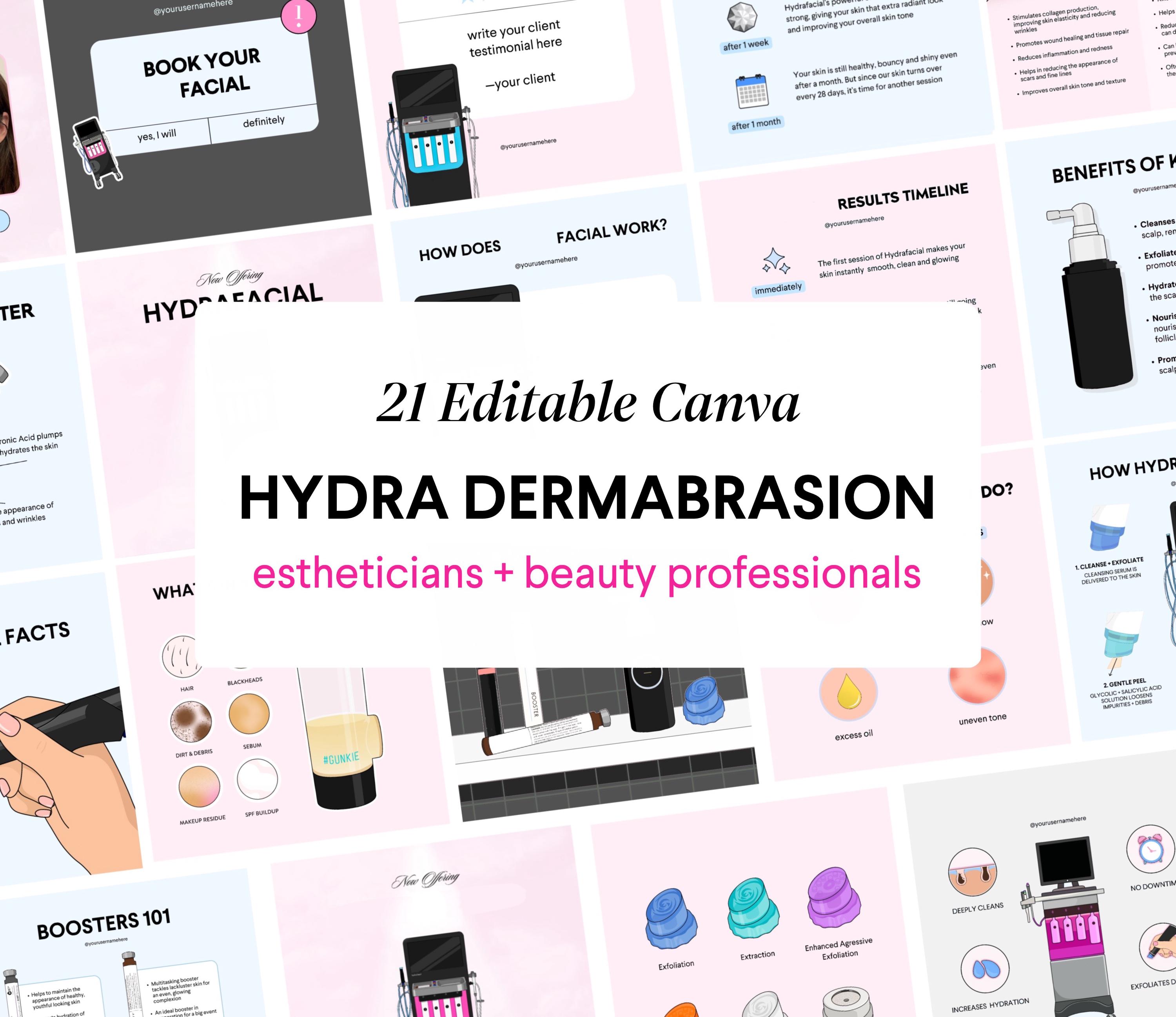 Hydradermabrasion Post Template Pack | estheticians, medspas, medial aesthetics