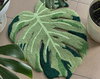 MONSTERA RUG, Modern Rug, Plant Rug, Bedroom Rug, Cute Non-Slip Rug, Living room floor mat, Custom Tufted Rug, Gift for mother