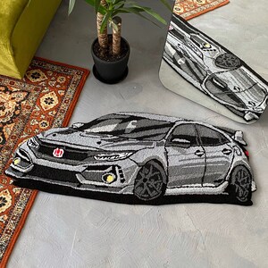 Tufted Car non-slip area rug, Boys&#39; room garage living room decor, Boyfriend gift