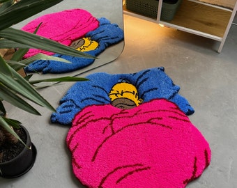 Getufteter 3D-Karikaturteppich, flauschiger individueller Teppich, Wohnzimmerdekorteppich, Wanddekorteppich, Geschenk für den Vatertag, Geschenk für den besten Freund, Weihnachtsgeschenk