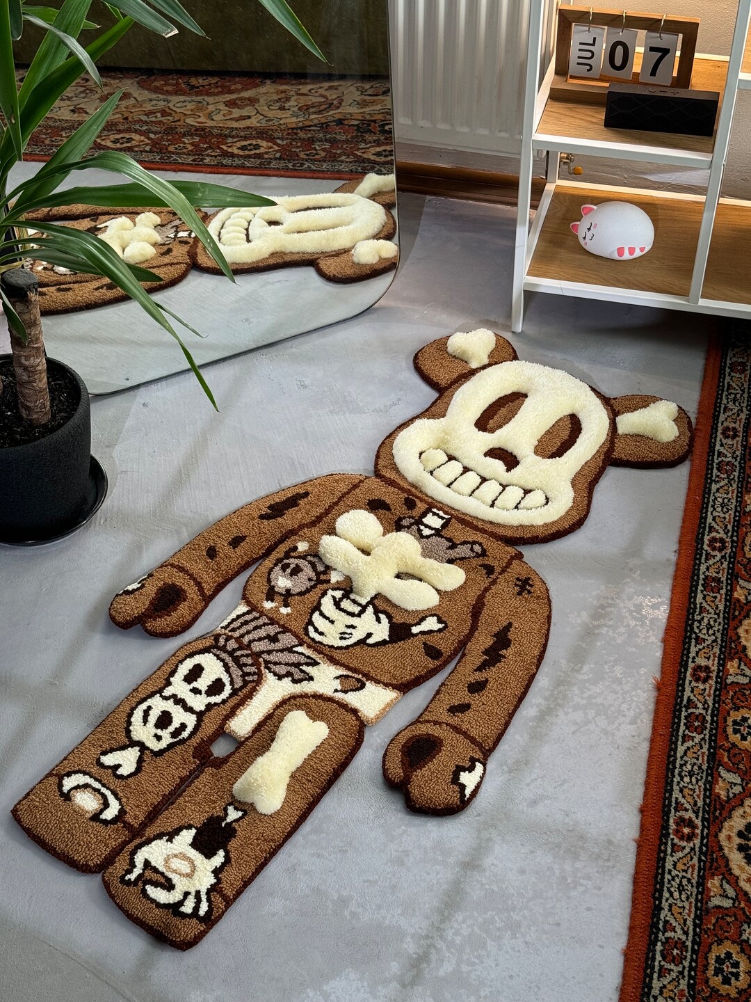 Original Grumpy Bear Rug Tufted Bear Rug, Custom Bear Skeleton Rug, Pink Rug, Collectibles Home ...