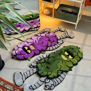Getufteter 3D Cartoon Teppich, flauschiger Moosteppich, stilvoller Teppich, Roboterteppich, handgefertigte Bodenkunst, Anzug getuftet, Halloween Geschenk, Weihnachtsgeschenk
