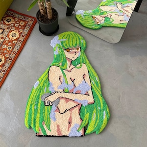 Getuft anime meisje tapijt, getuft anime karakter tapijt, modern tapijt, slaapkamer vloermat, anime fan cadeau, esthetisch tapijt, antislip tapijt