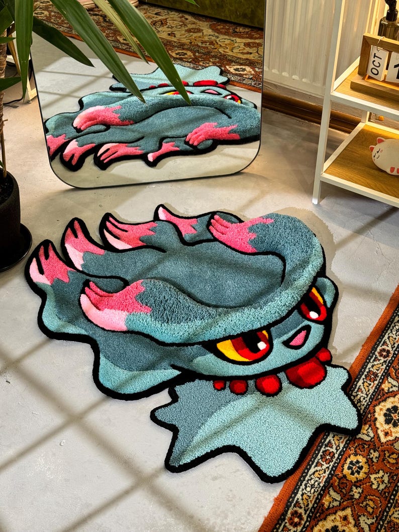 Tufted Anime Rug, Tufted Area Rug, Custom Misdreavus Rug, Floor Art