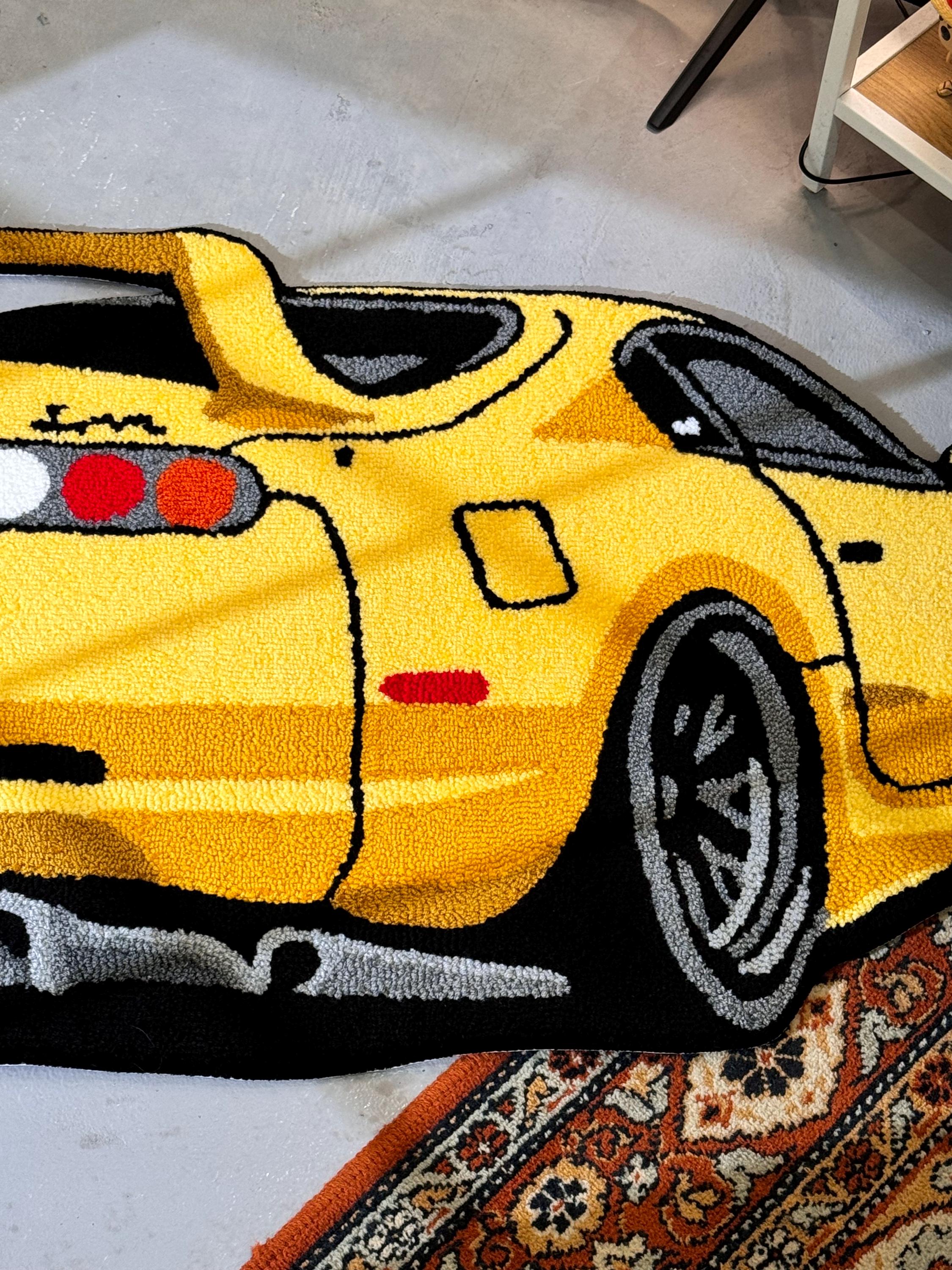 Legendary Japan Yellow Car Rug, Game Room Decor, Living Room Decor ...