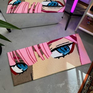 Anime Character Eyes Tufted Rug, Teenage Room Decor, Living room floor mat, Bedroom Rug, Anime Fan Gift, Anime girl custom rug