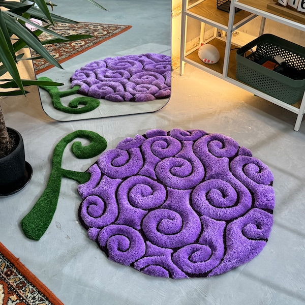 Teufelsfrucht 3D Tufted Teppich, handgemachter flauschiger Teppich, Gomu Gomu 3D Teppich, Anime Teppich, Anime Geschenk